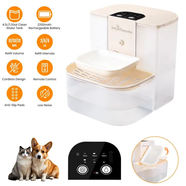 Fontaine d'eau pour animaux intelligents Distributeur automatique d'eau de chat 4.5L sans fil