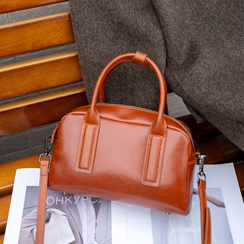 Sac transversal pour femmes élégantes en cuir ciré à l'huile