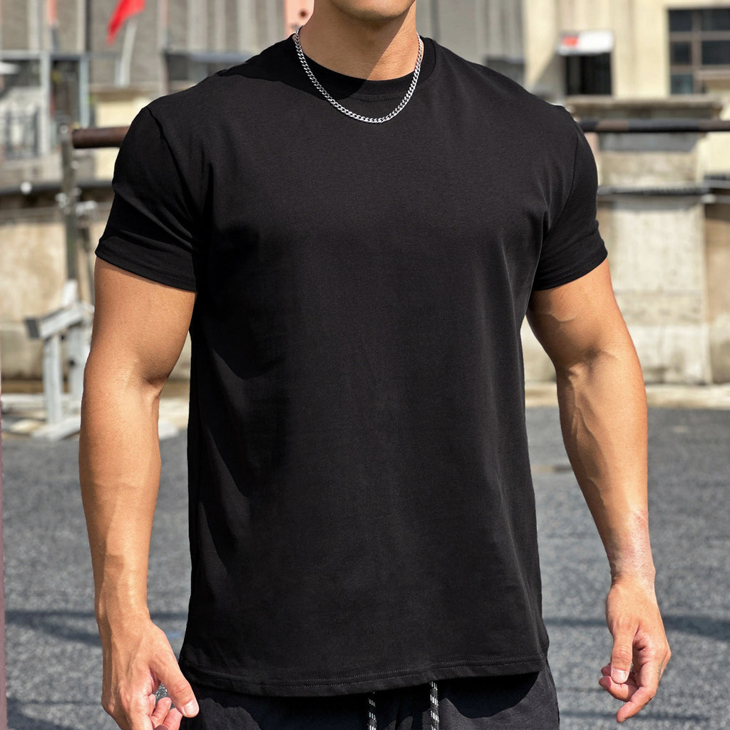 Sports musculaires Coton libre Fitness manches courtes Hommes