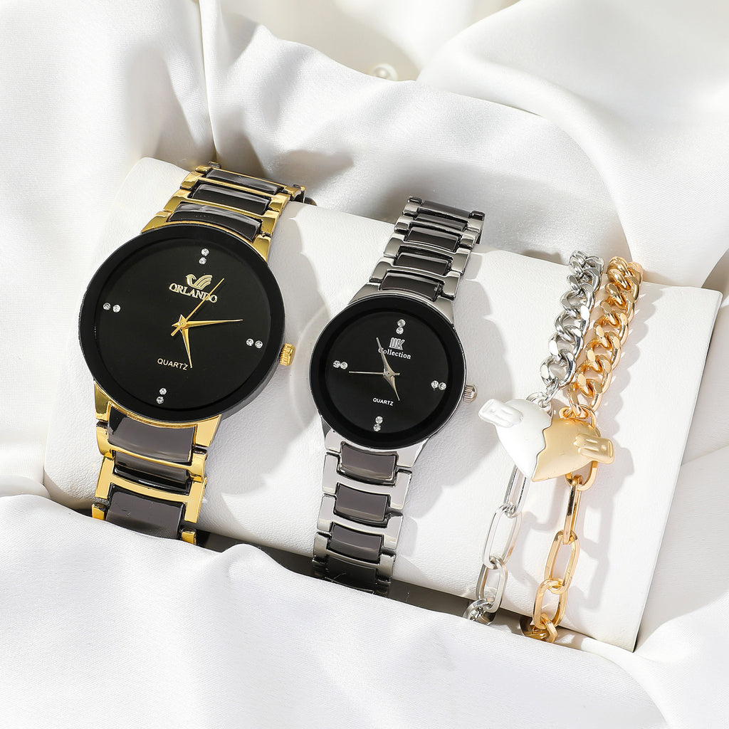 Mode simple tout-match couple montre coeur bracelet costume