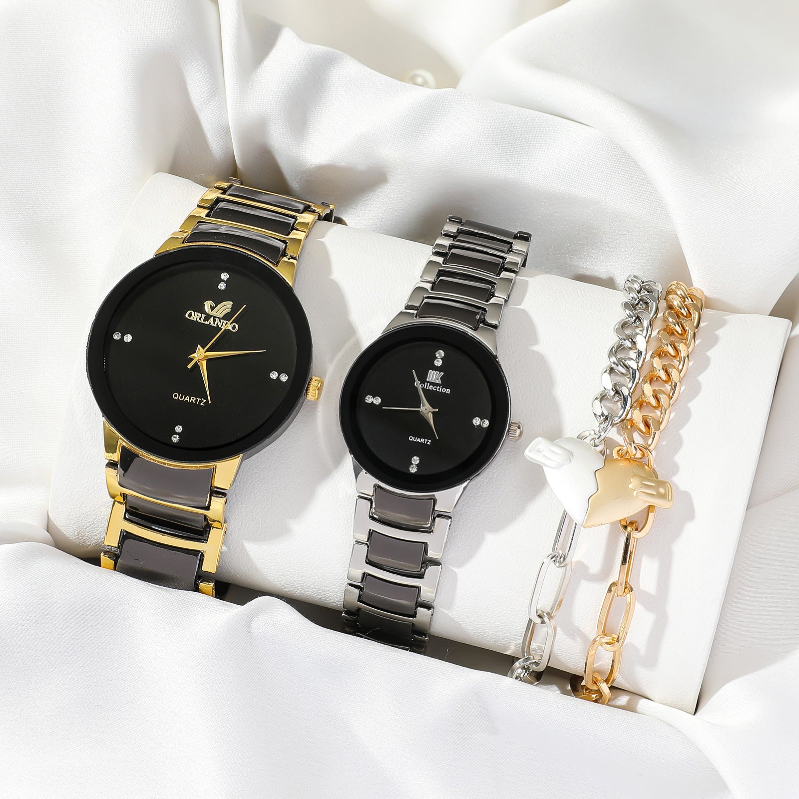 Mode simple tout-match couple montre coeur bracelet costume