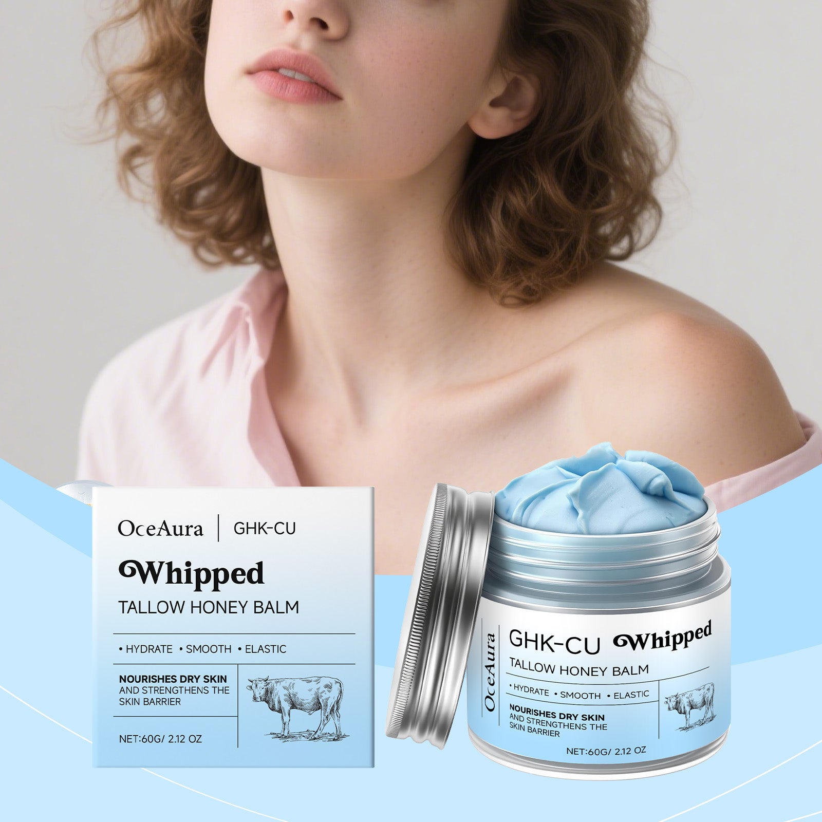 Crème hydratante au miel gras de vache 60g-box