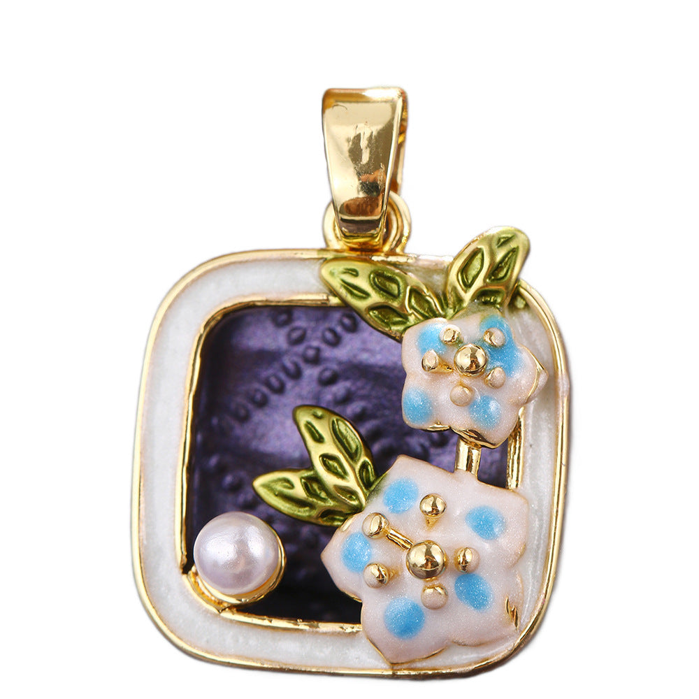Pendentif de bricolage pour collier à clips universels avec peinture florale