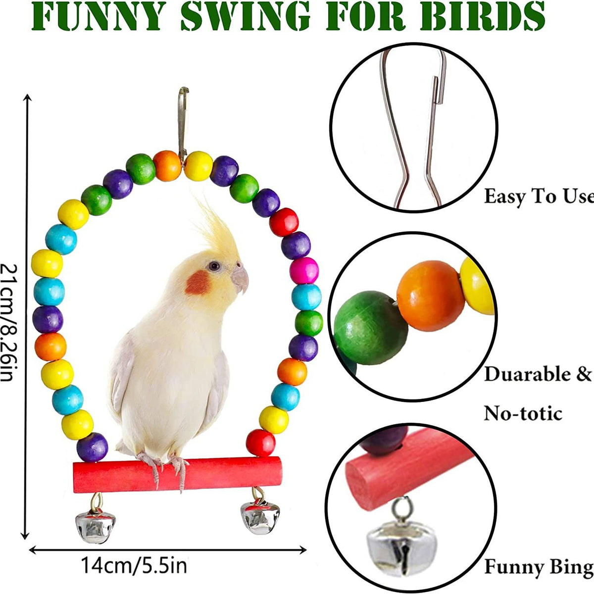 7PC Jouets pour perroquet Accessoires de cage d'oiseau