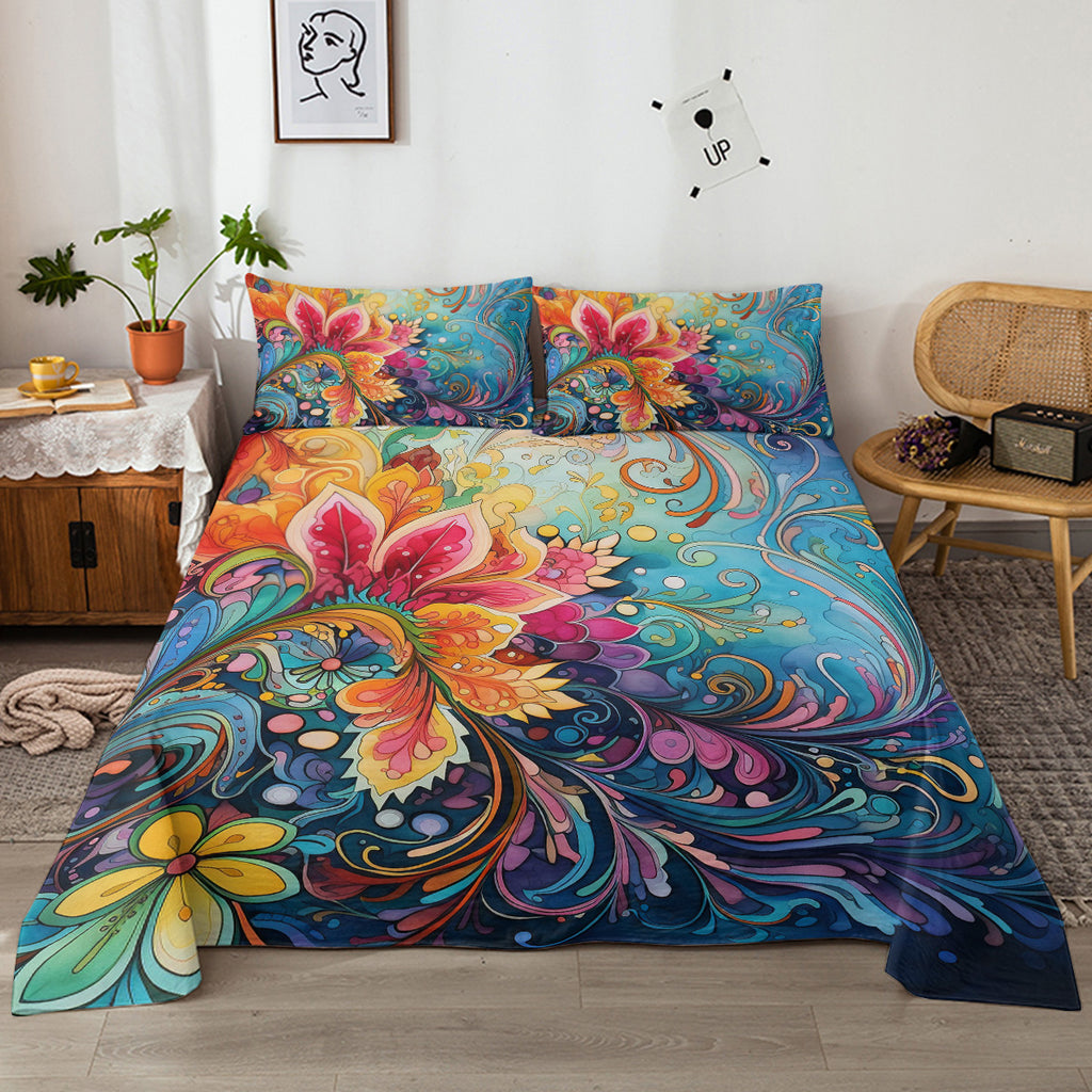 Ensemble de draps plats avec des draps de matelas de poche profonde