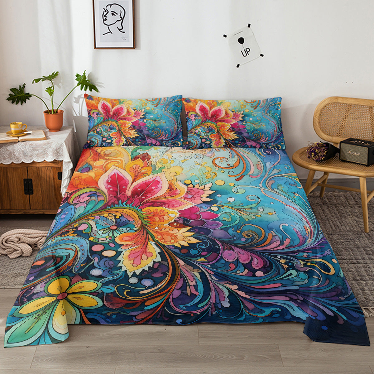 Ensemble de draps plats avec des draps de matelas de poche profonde