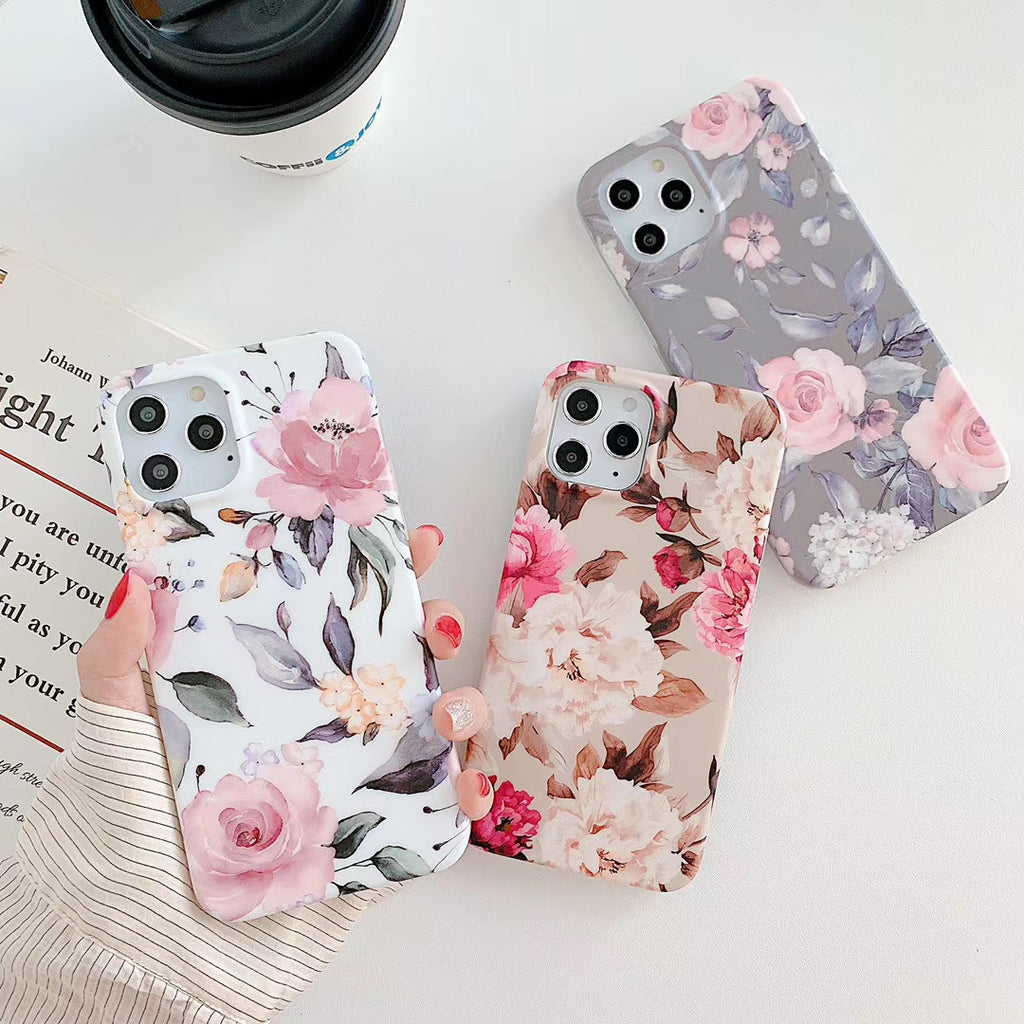 Rétro littéraire petite fleur feuille étui téléphone