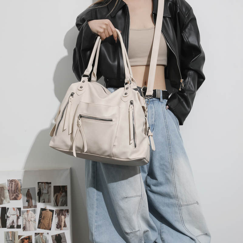 Mode de style moto Sac à main femme de grande capacité