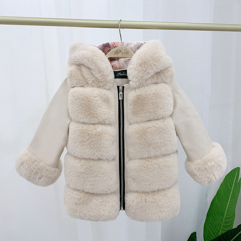 Manteau de coton pour enfants Rex Rabbit Manteau de fourrure à capuche