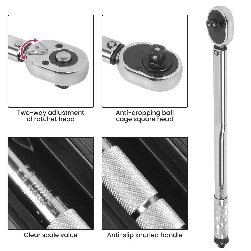7pcs 1 2 pouces porte-torque à cliquet 28 - 210Nm avec 17 19 21mm prise de courant