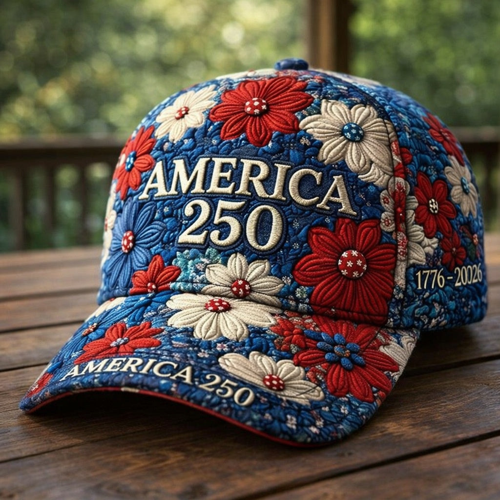 L'Amérique 250ème anniversaire Rose 3D imprimé Casquette de baseball pour les voyages quotidiens et l'indépendance