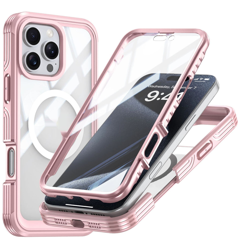 Applicable au boîtier de téléphone transparent trois-proof magnétique extérieur anti-chute Shell