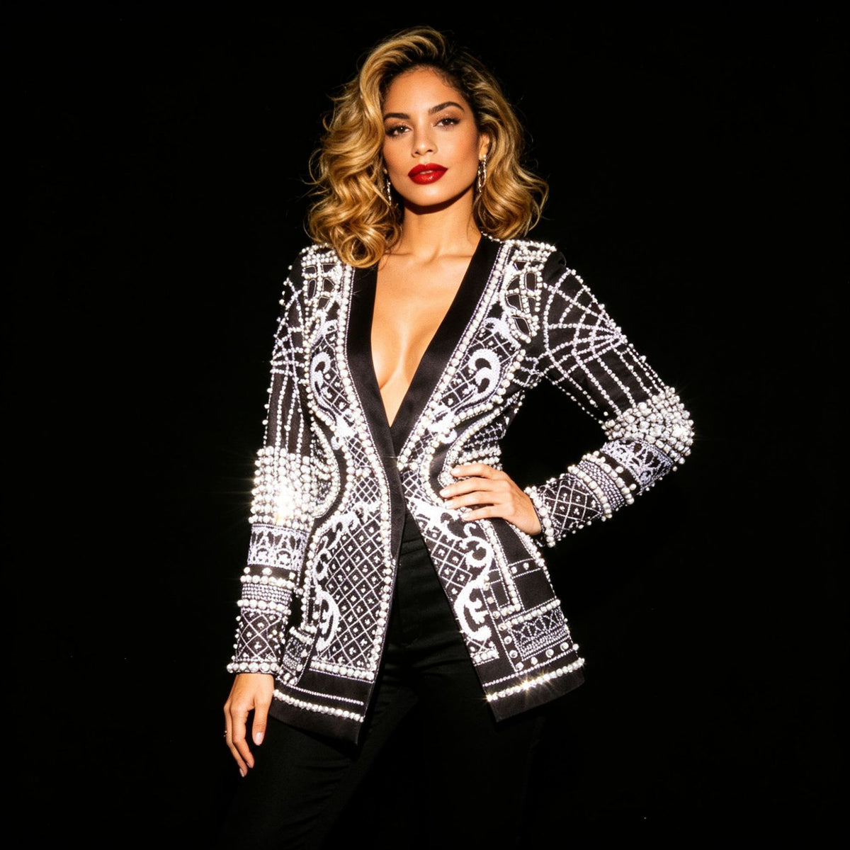 Perle imprimé Petite Blazer pour femmes
