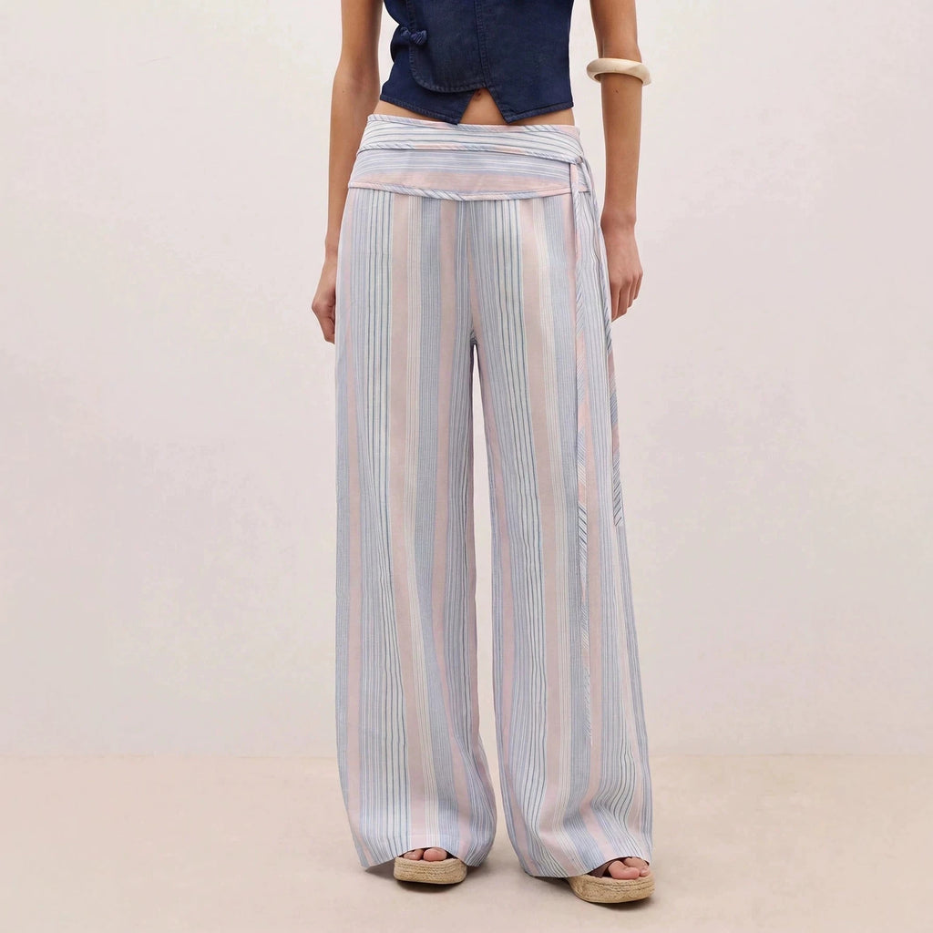 Pantalons rayés avec un ajustement doux et confortable large jambes