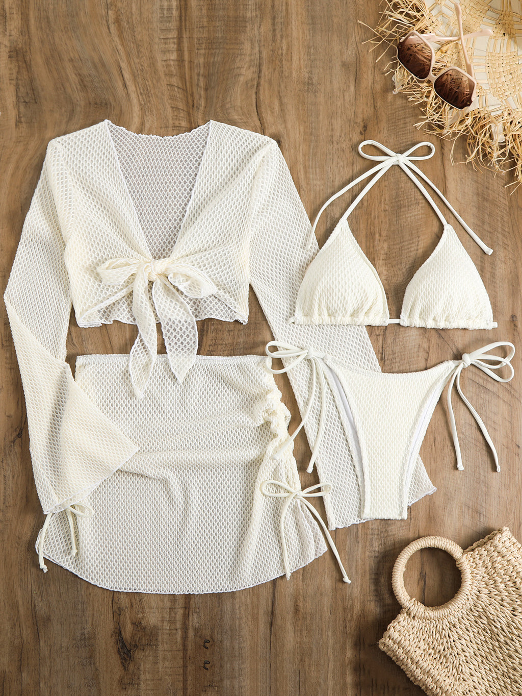 Ensemble de maillots de bain de vacances Lacey blanc cassé léger