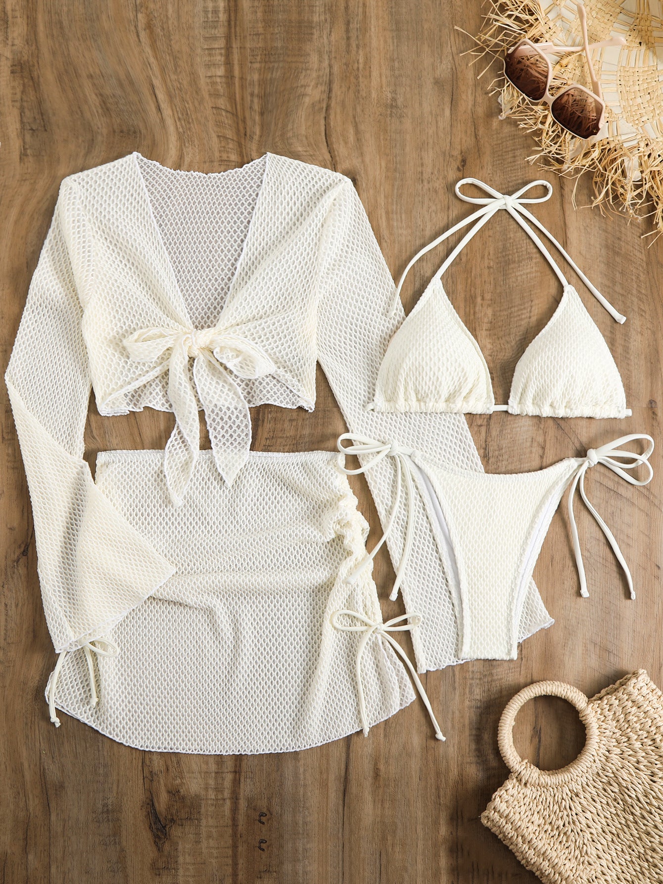 Ensemble de maillots de bain de vacances Lacey blanc cassé léger