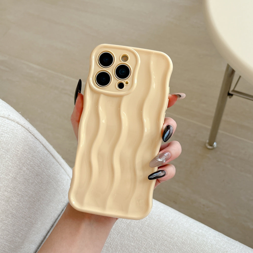 Applicable Electroplating 3-dimensional Wave Stripe Phone Case Protection anti-goutte