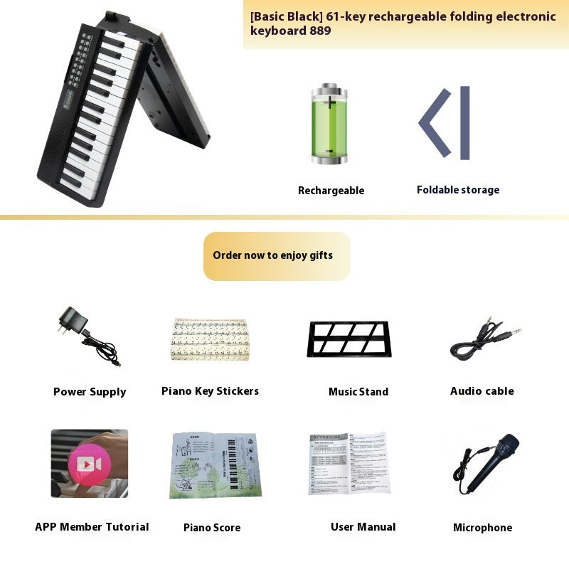 Chargement Portable Smart pliage 61 Piano à clé