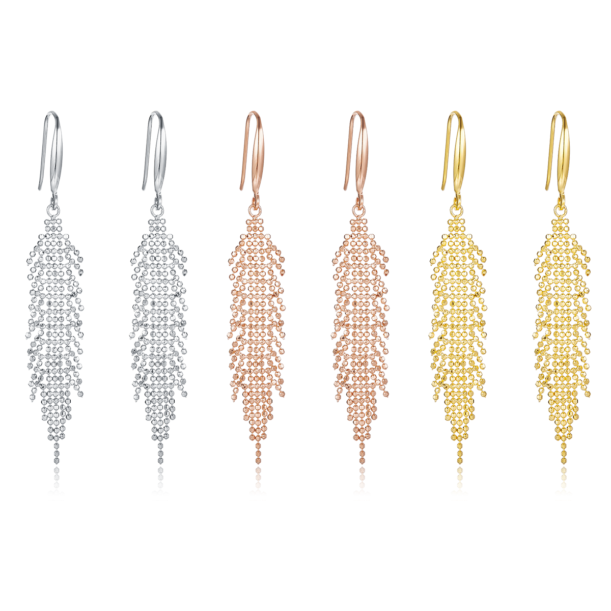 S925 Boucles d'oreilles en équerre en argent Sterling 59,8mm Long 2g Perle de maille légère coulant D