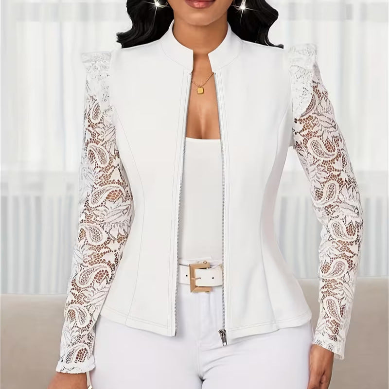 Blazer casual femme avec un collier d'équipage