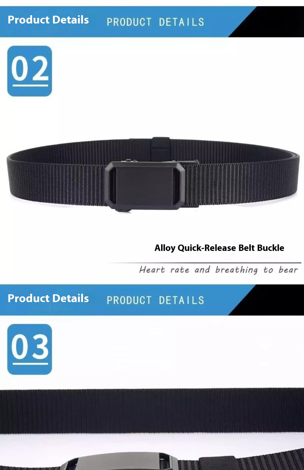Ceinture de nylon en toile pour homme léger et ultra-mince