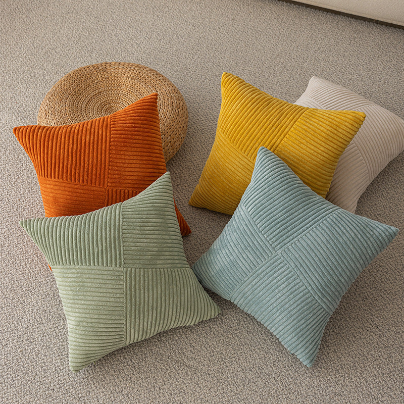 Solid Collar Corduroy Windmill Patchwork Pillow Covering