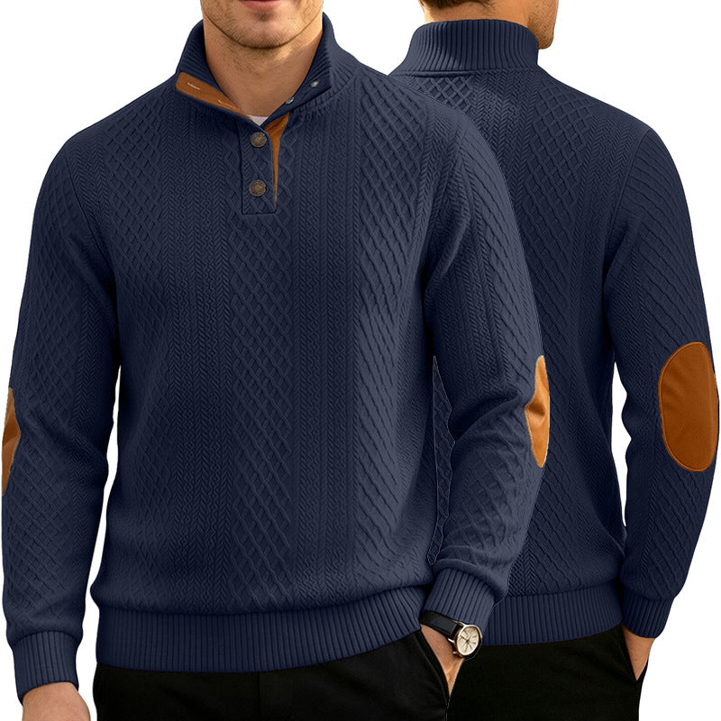 Homme Jacquard Col rond Chandail à manches longues
