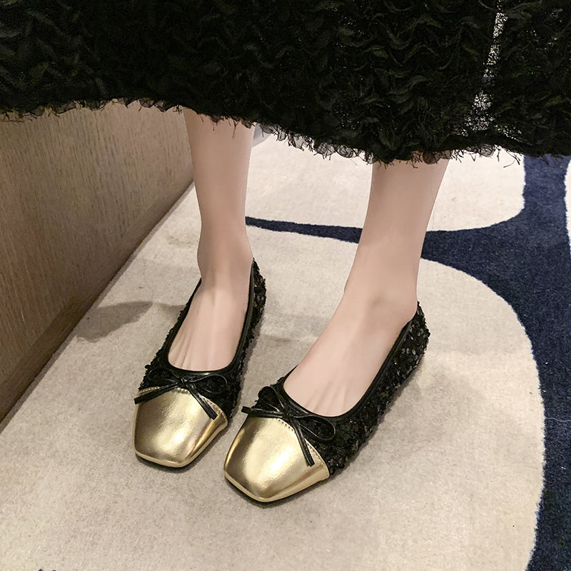 Femmes Élégante paillette paillette Mary Jane Flat Shoes Matching Casual Daily