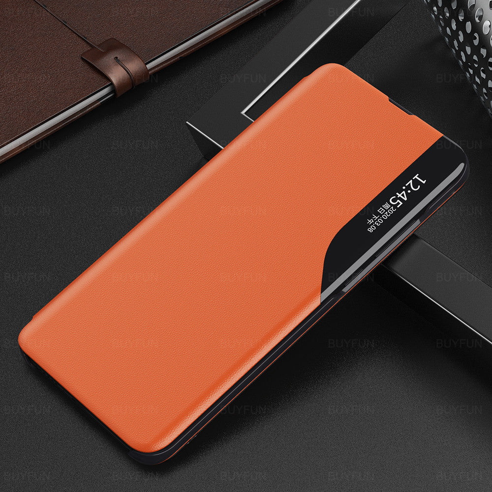 Demi-fenêtre Holster Coque de téléphone portable Affichage latéral Couverture de dormance