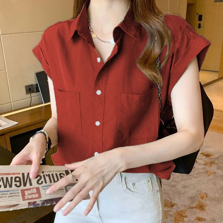 Chemise en mousseline à manches courtes pour femmes