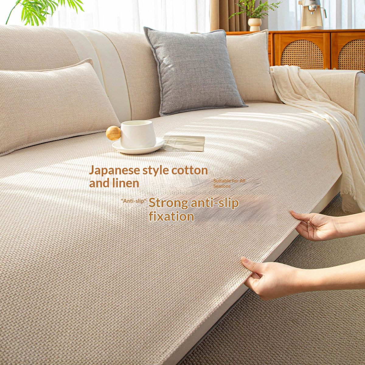 Japanese Style Faux Cotton Sofa Cushion