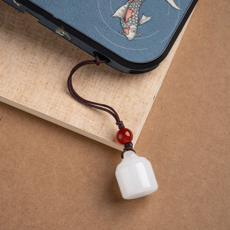 Hetian Jade Or Soie Jade Petit Sceau Jade Pendentif Chinois Style Petit Collier de Poids Uni