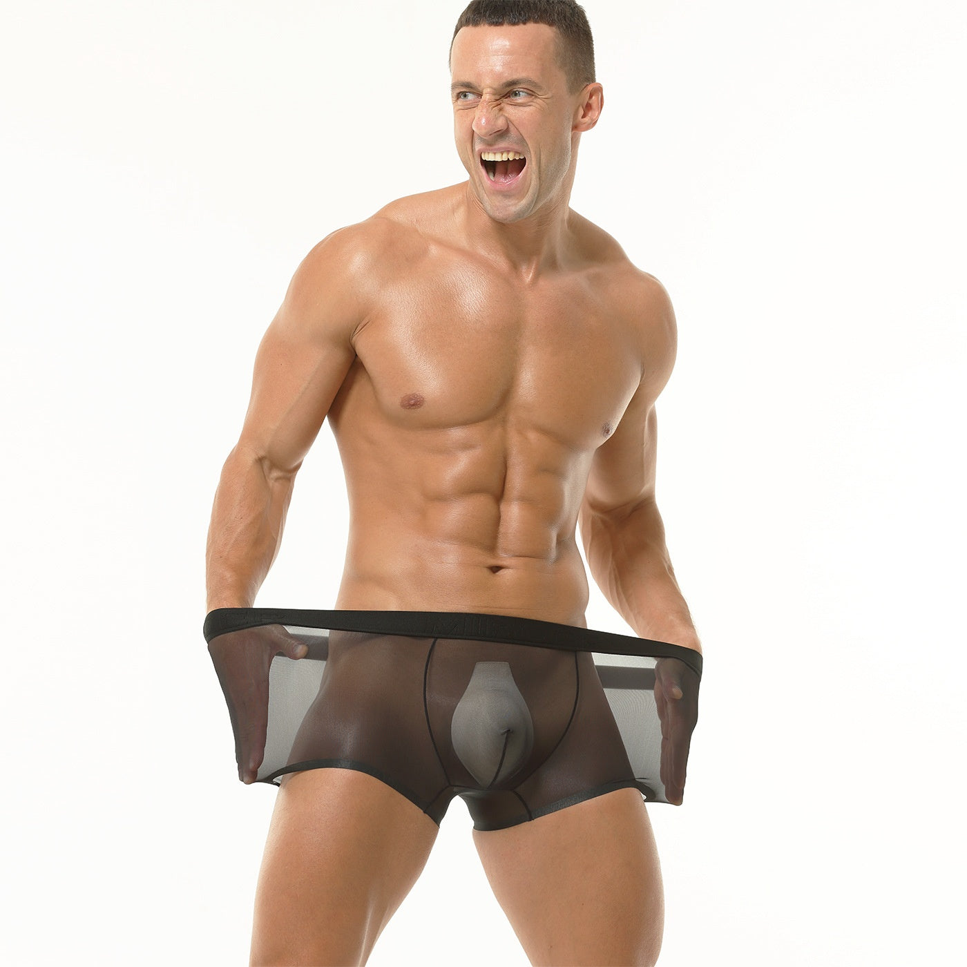 Sous-vêtements en soie de glace transparent homme Été Fin Respirant Traceless
