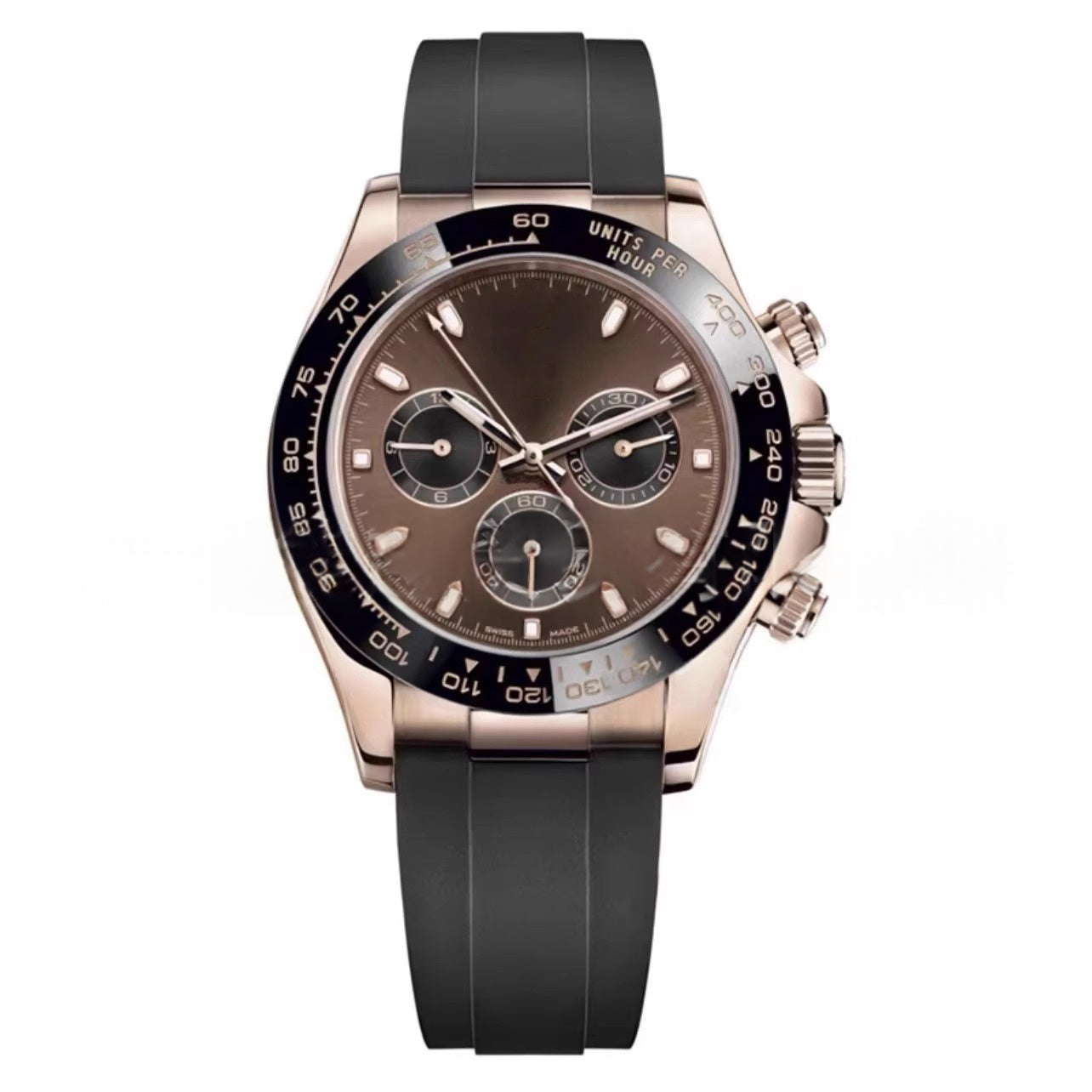 Montre mécanique homme avec une sangle en caoutchouc