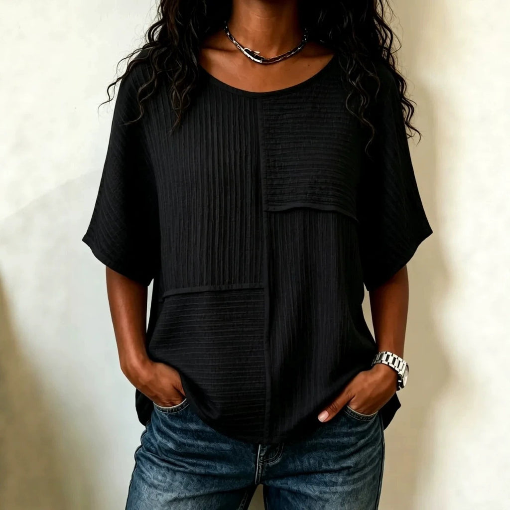 Femmes Casual Patchwork Haut à manches courtes