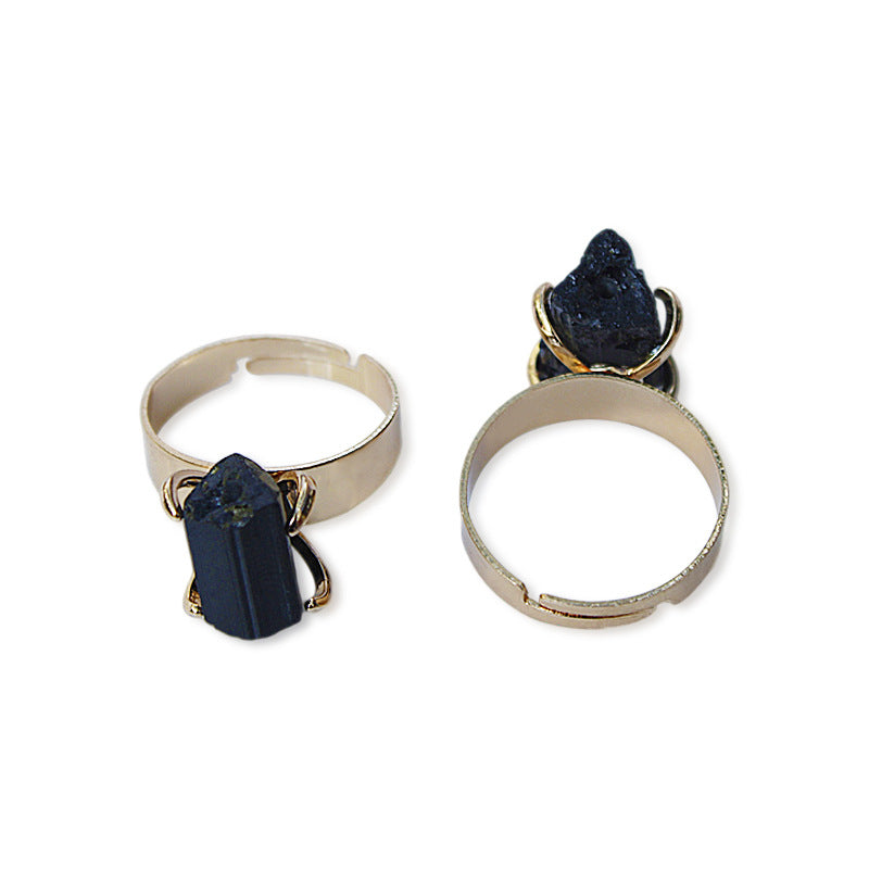 Anneau Tourmaline noir naturel