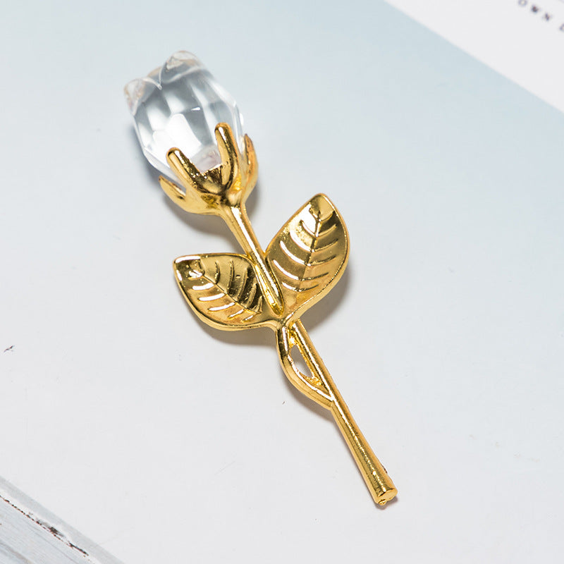 Cadeau de la Saint Valentin à la fleur de rose dorée en cristal