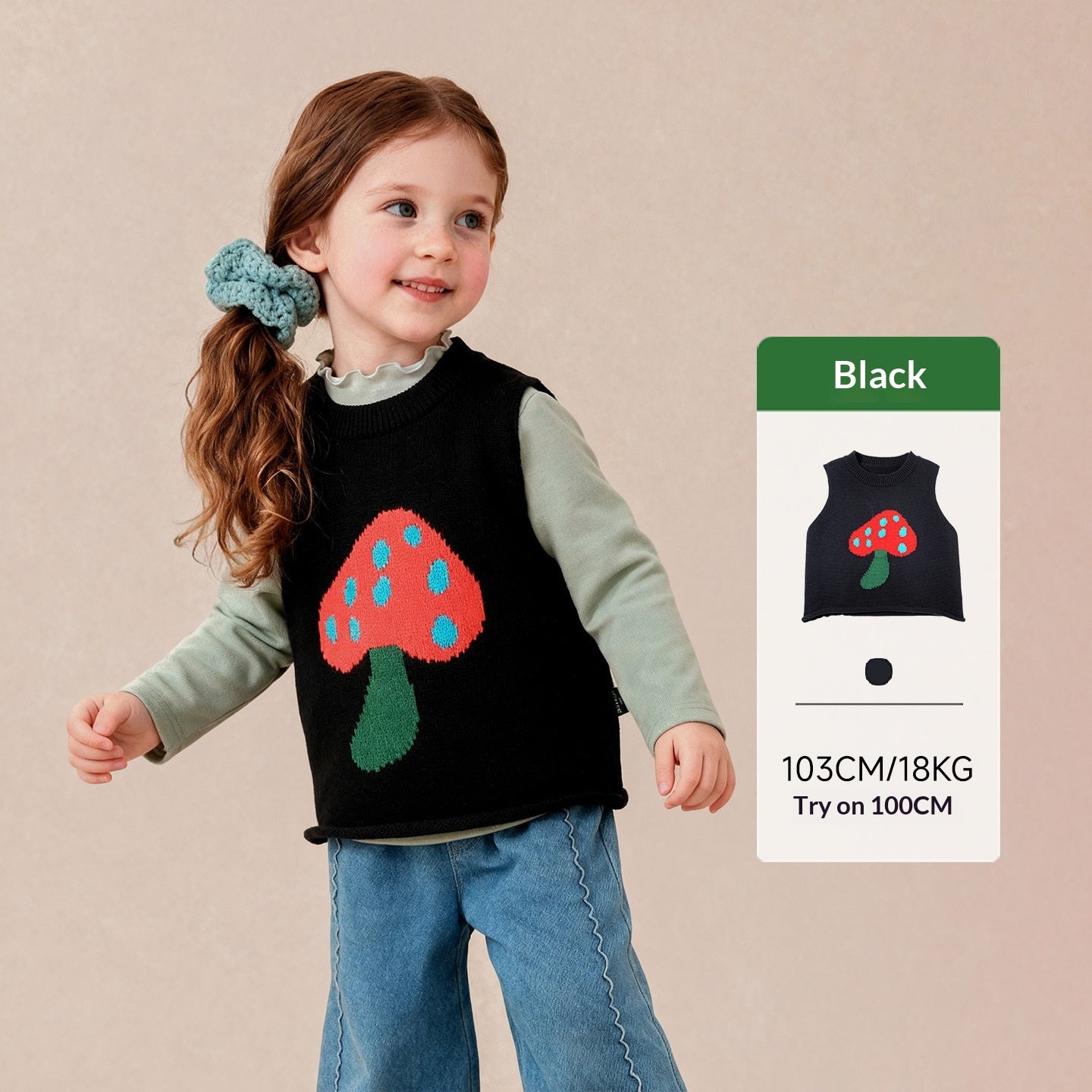 Broderie de dessins animés Veste de taille tricotée souple et polyvalente