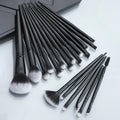 Brosse cosmétique ensemble-noir-plastique poignée + tube d'aluminium + fibre de laine-20-pièce ensemble-1