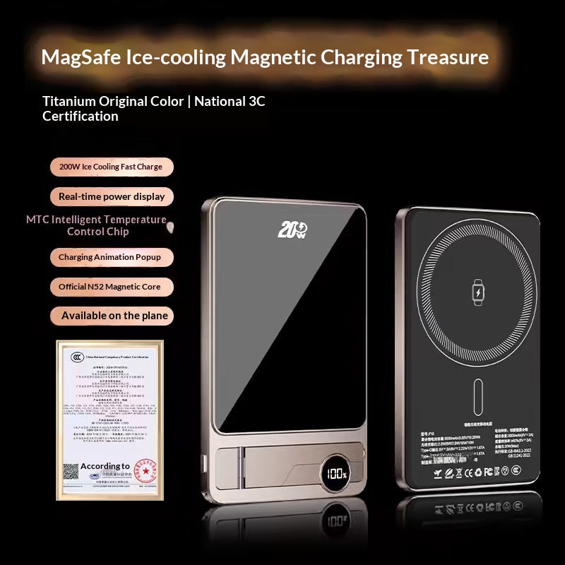 Chargeur magnétique rapide sans fil ultra-mince avec affichage double pop-up 15W et 3C C