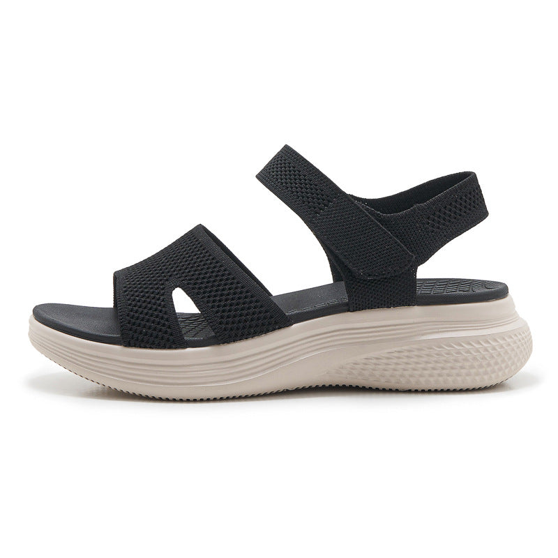 Été Casual velcro à semelle épaisse Sandales Femmes Simple légère Chaussures de plage Sporty Styl