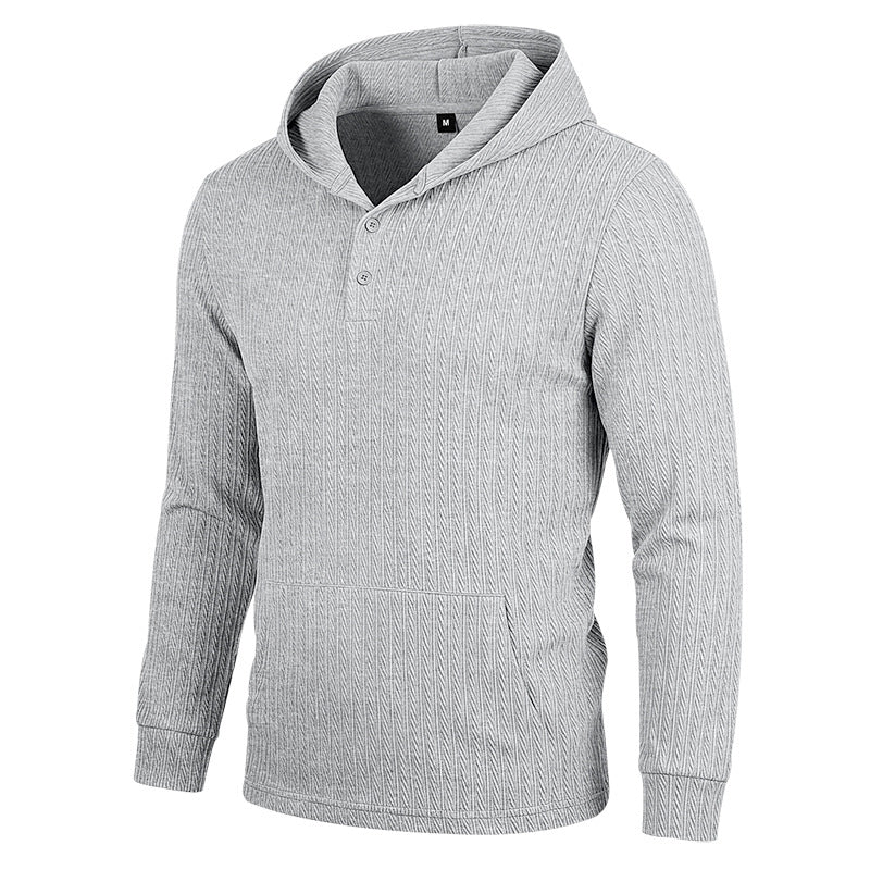 Herringbone Jacquard Texturé Casual Hommes Hoodie