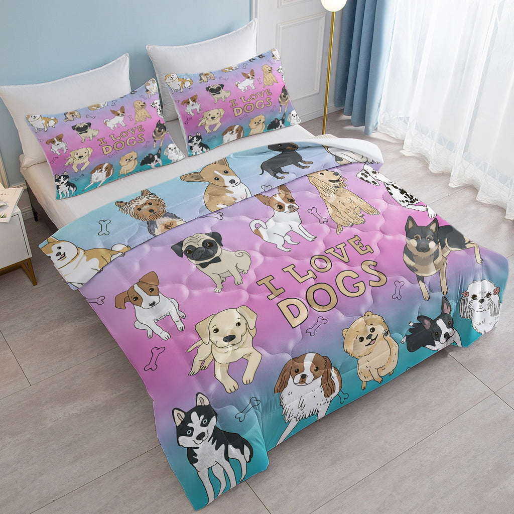 Dog Bone Print Comforter Set Puppy Bedding Set pour les enfants filles garçons aquarelle Bed Set chien