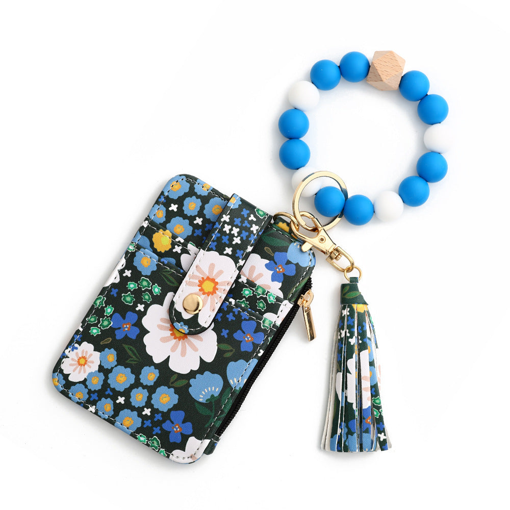 Sac de cartes en cuir imprimé floral pour femmes