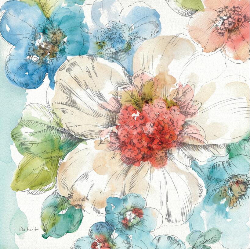 Couleur Aquarelle Florale Peinture sur toile