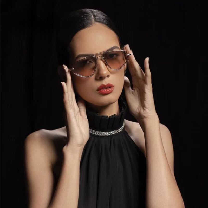 Lunettes de soleil retro double cadre - Unisex UV Protection Mode Eyewear avec design unique fo