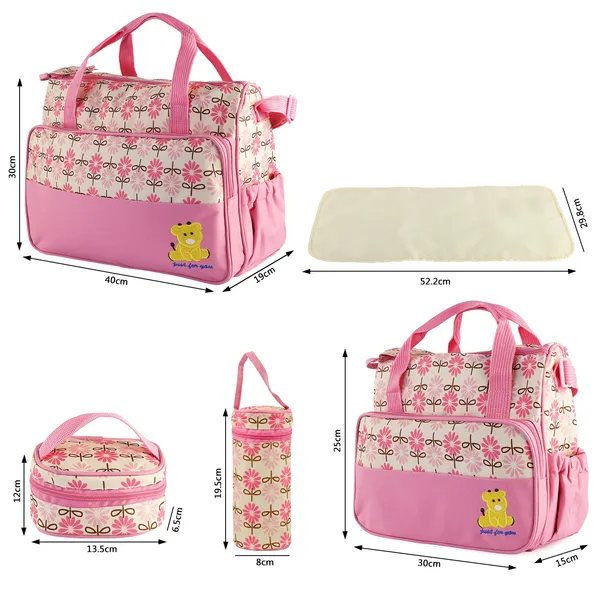 5PCS Sacs à couches pour bébé en couches de bébé Set Sacs à épaules en couches de maman W