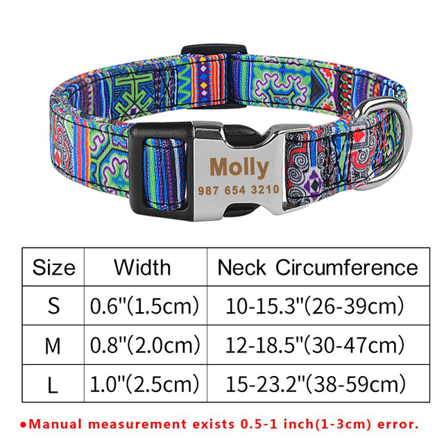 Collier de chien personnalisé en nylon réglable Free gravé Nom ID Tag