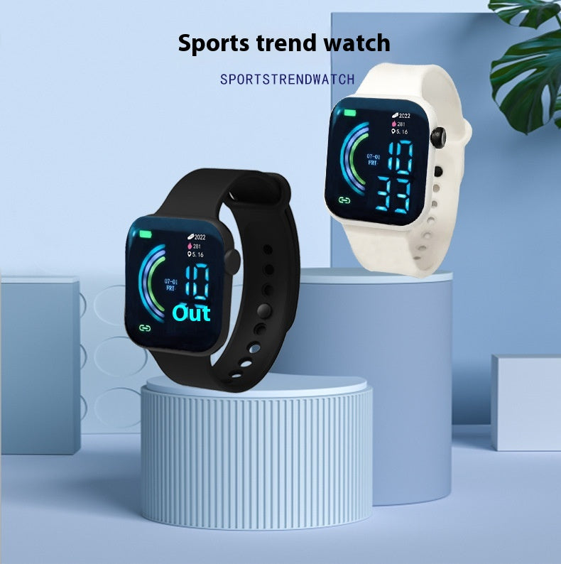 Grande écran carré Étudiant couple Sports Led montre