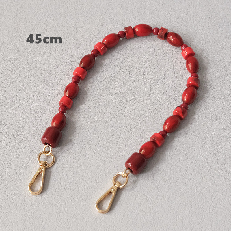 Accessoire à chaîne de perles rouges à la mode Crossbody Lanyard Bag